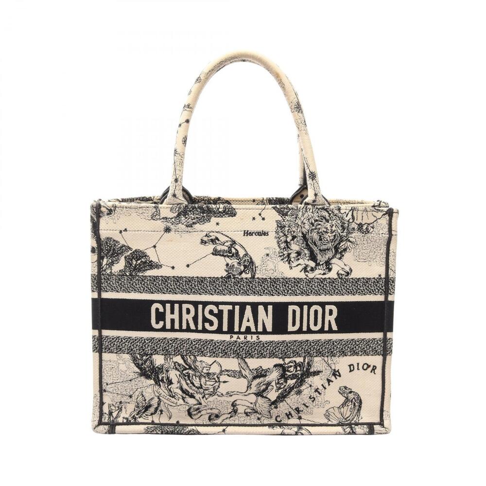 Christian Dior BOOK TOTE Zodiac Bag Canvas Ivory White Black